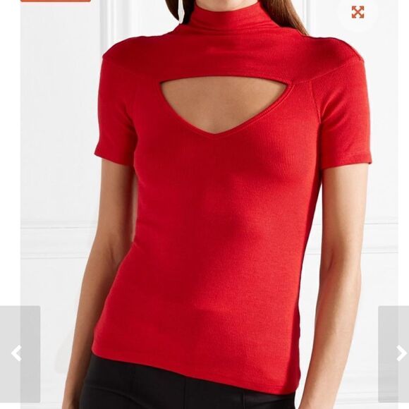 Beaufille women’s Zinner cutout ribbed stretch top in red size xs - Picture 7 of 11